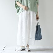 Kilka/スカート見えする綿レースのワイドパンツ